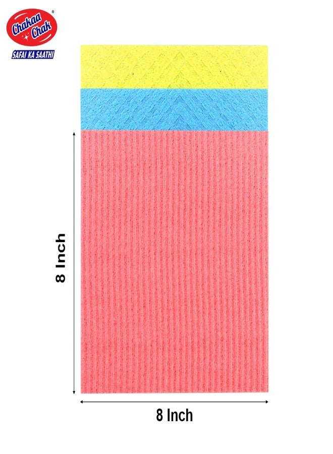 Chakaa chak Chakaachak Super Sponge Wipes (Pack of 3) | Reusable Cleaning Cloths | for Glass | Kitchen Slab | Metal Surfaces & Appliances | Multicolour Wipes | Highly Absorbent | Durable Kitchen Cleaning Needs - Image 3